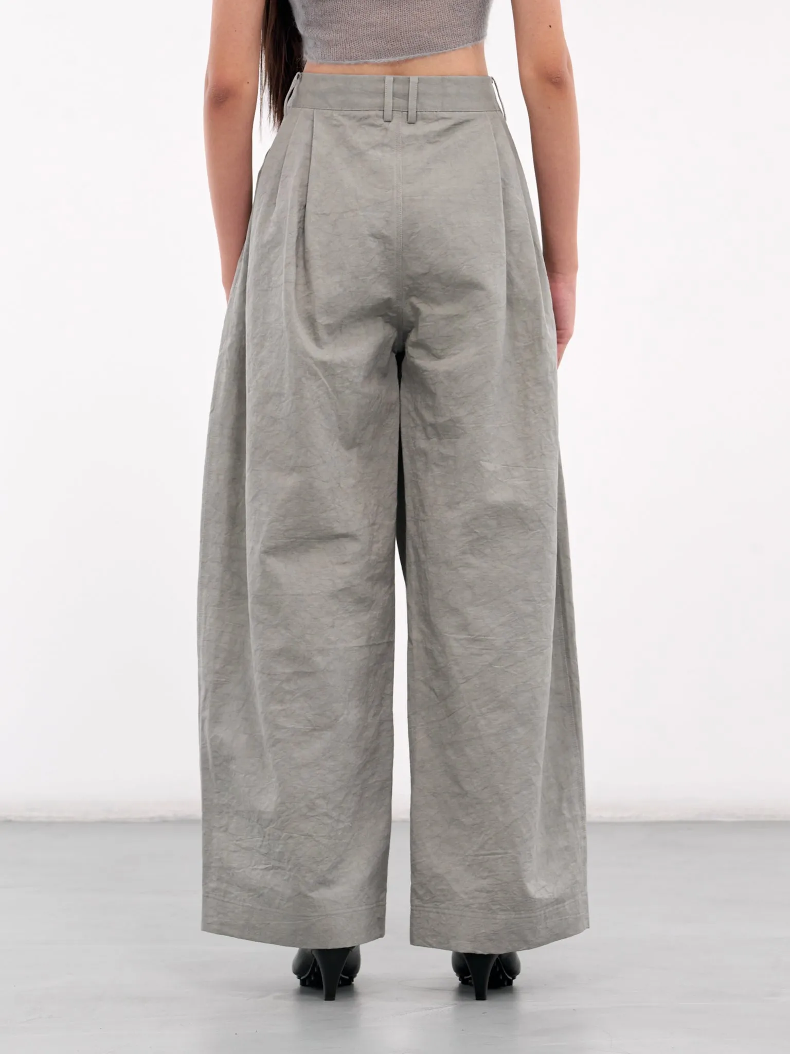 Drawstring Pleated Trousers (09TR03GR-GREY)