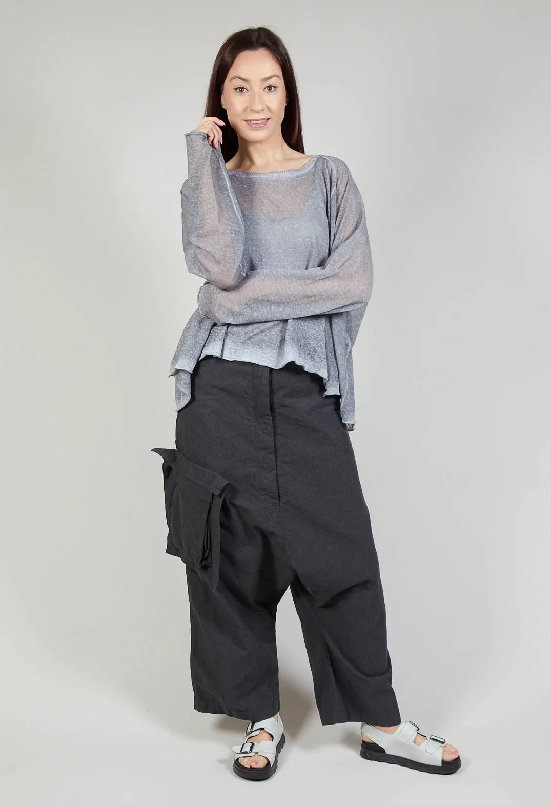 Charcoal Melange Drop-Crotch Salopettes