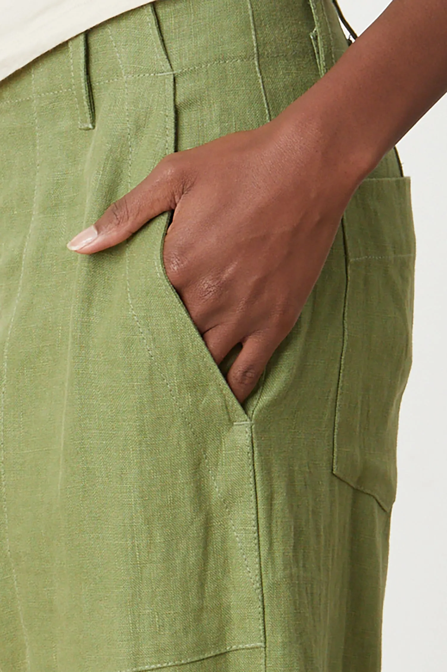 DRU HEAVY LINEN TROUSERS IN BASIL