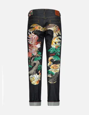 Eagle-pattern Daicock Embroidery Slim-Fit Jeans #2010