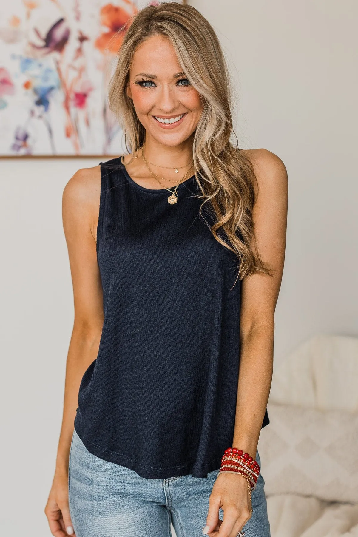 Knit Tank Top in Dark Navy