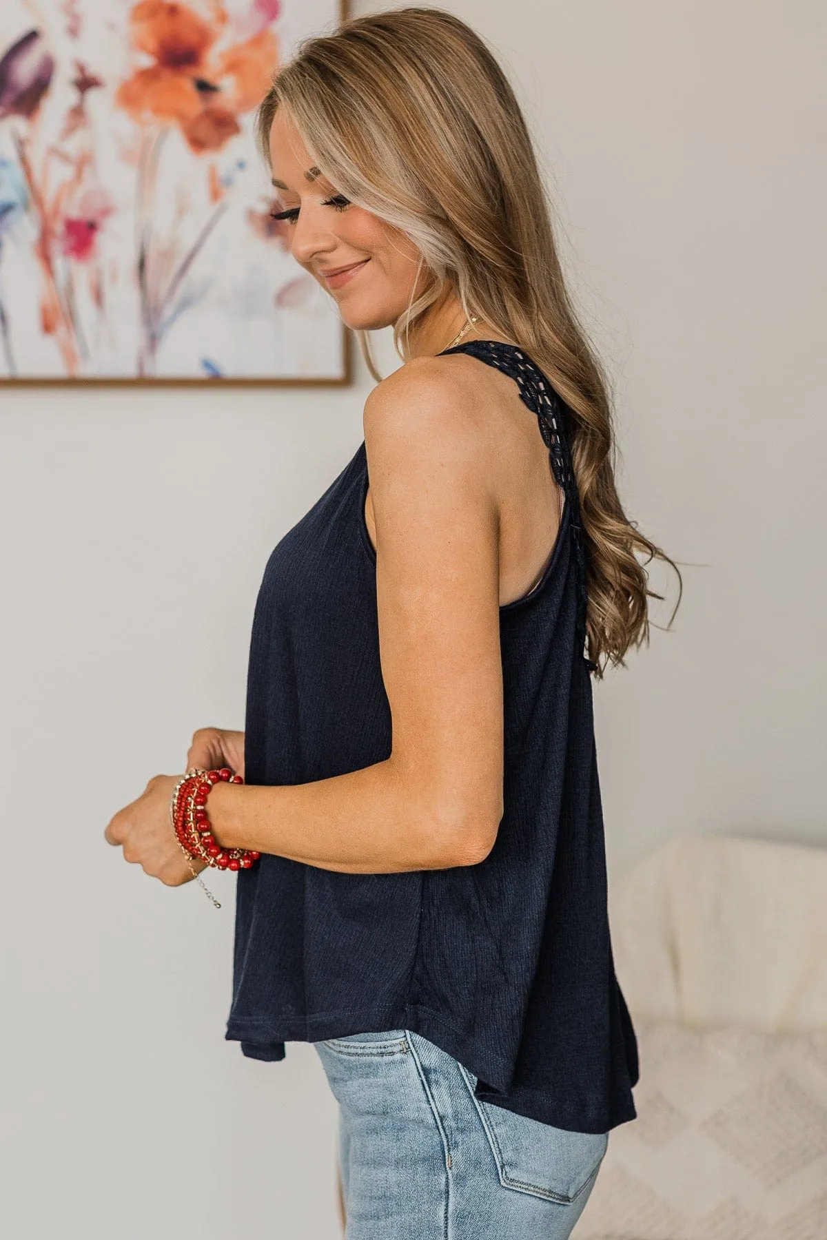 Knit Tank Top in Dark Navy