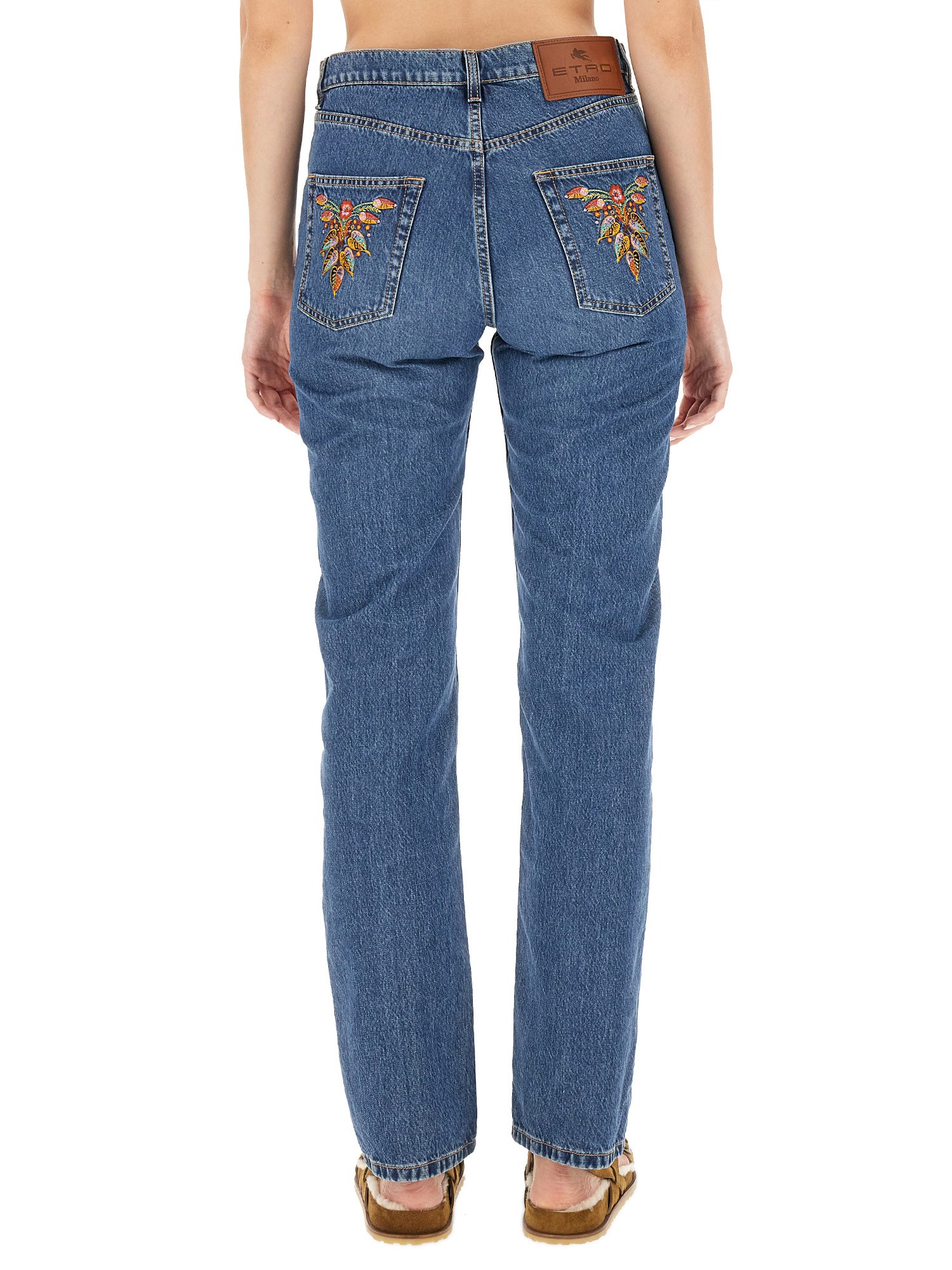 Etro Cotton Denim Jeans Logo Embroidery