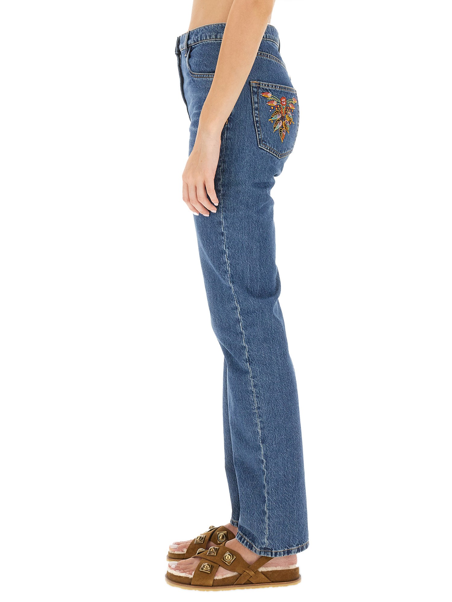 Etro Cotton Denim Jeans Logo Embroidery