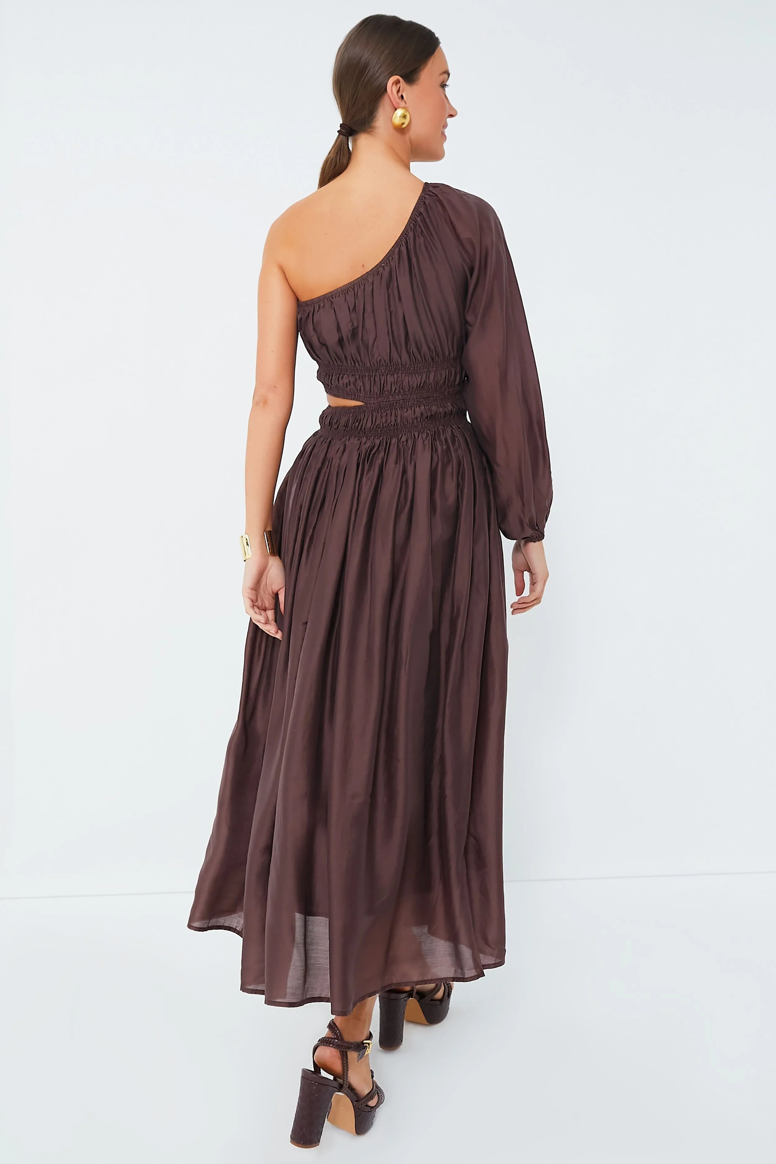 Exclusive Chocolate One Shoulder Maxi Dress