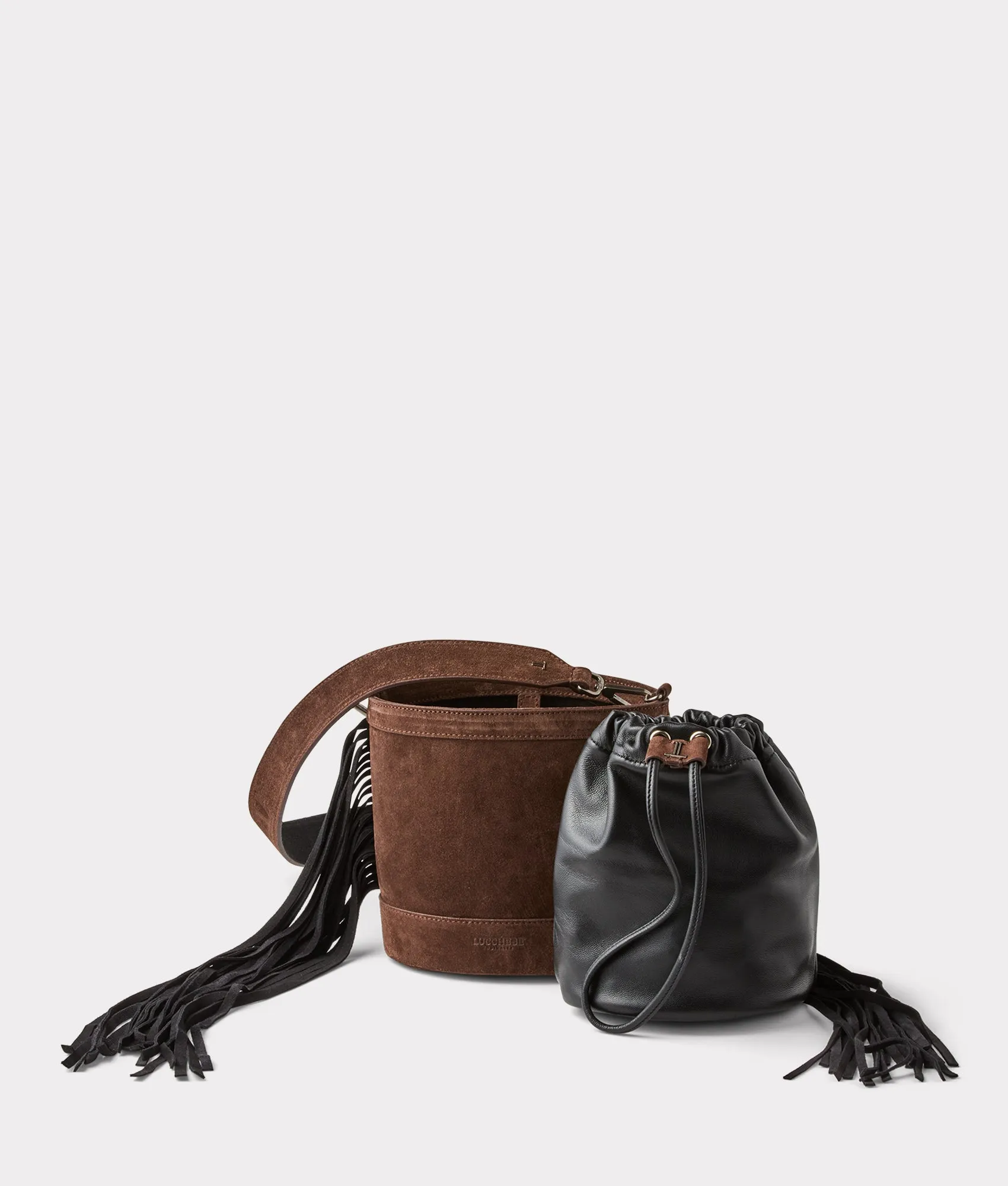 Fallon Fringe Bucket Bag :: Brown