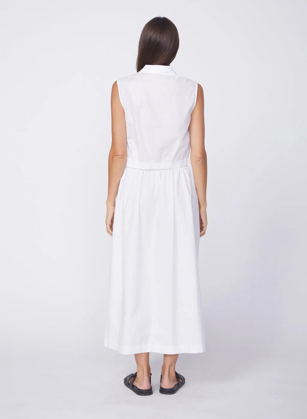 White Poplin Maxi Skirt with Double Slit - Shop Now