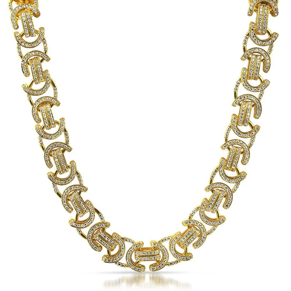 Flat Bling Bling CZ Byzantine Chain