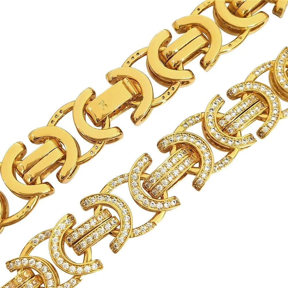 Flat Bling Bling CZ Byzantine Chain