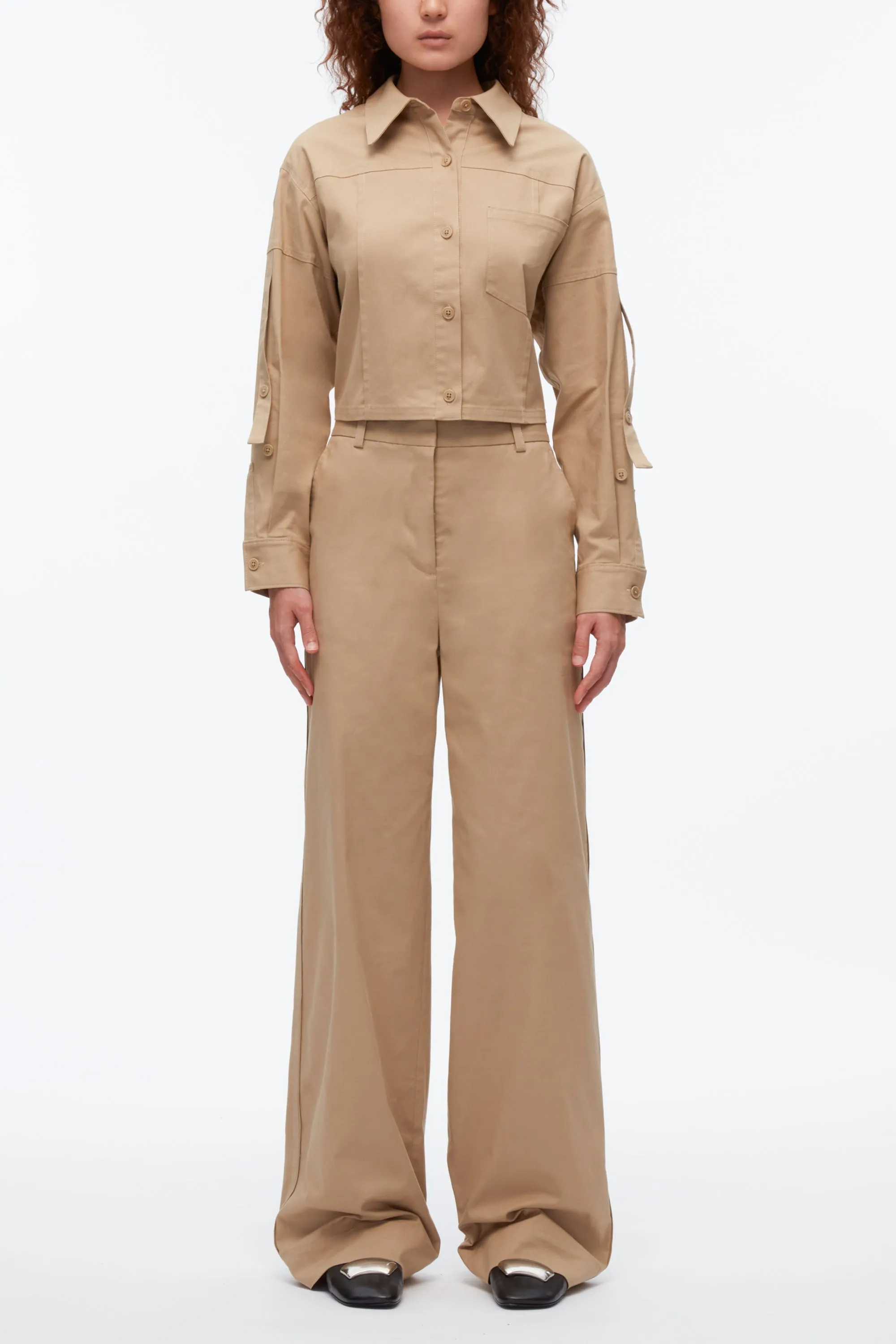 Flat Front Wide Leg Trousers