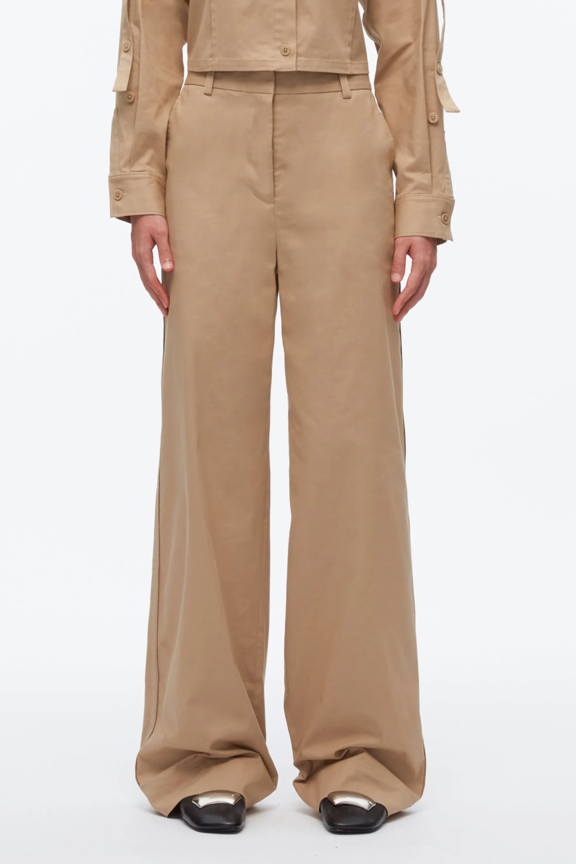 Flat Front Wide Leg Trousers