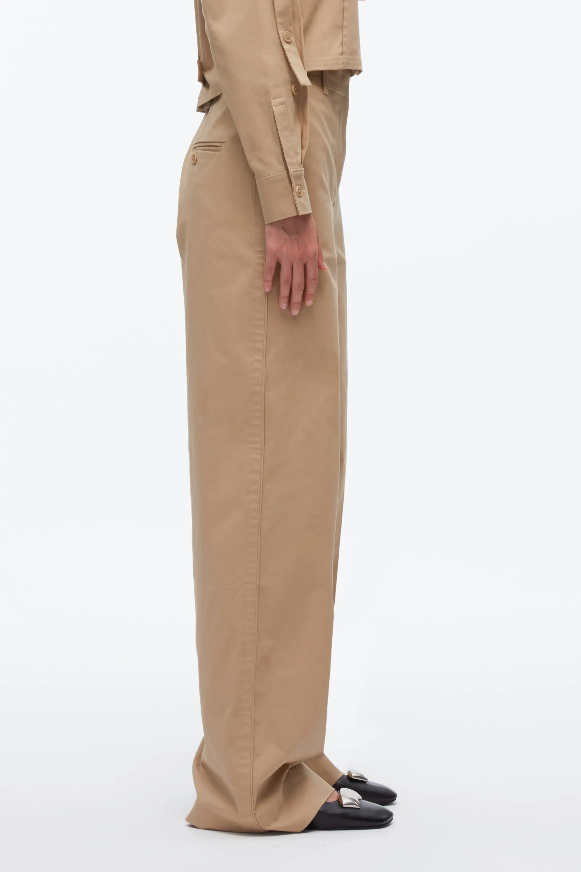 Flat Front Wide Leg Trousers