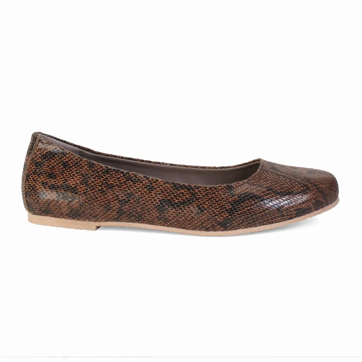 Flat Women's Snake Print Leather Ballerinas