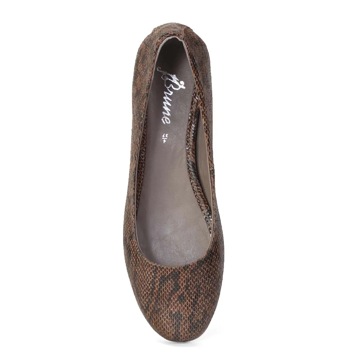 Flat Women's Snake Print Leather Ballerinas