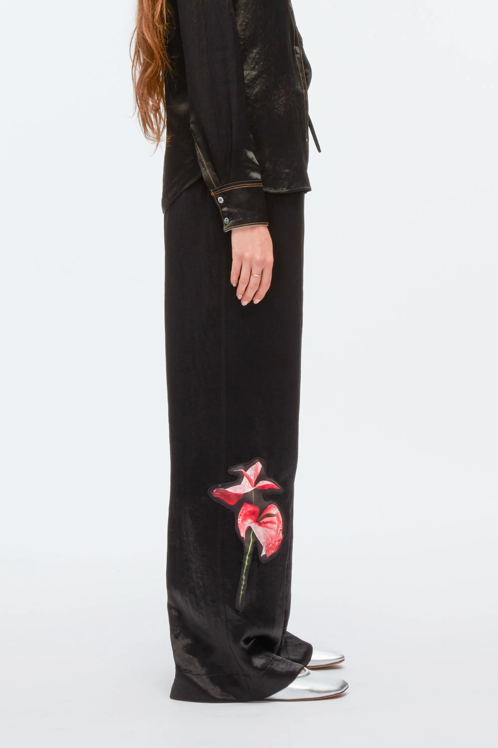 Floral Bouquet Appliqué Pajama Trousers