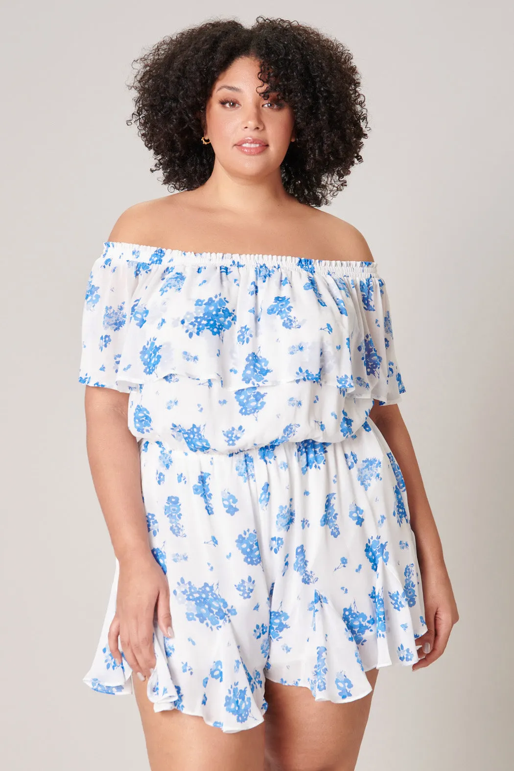 Fond of You Floral Off the Shoulder Besame Romper Curve