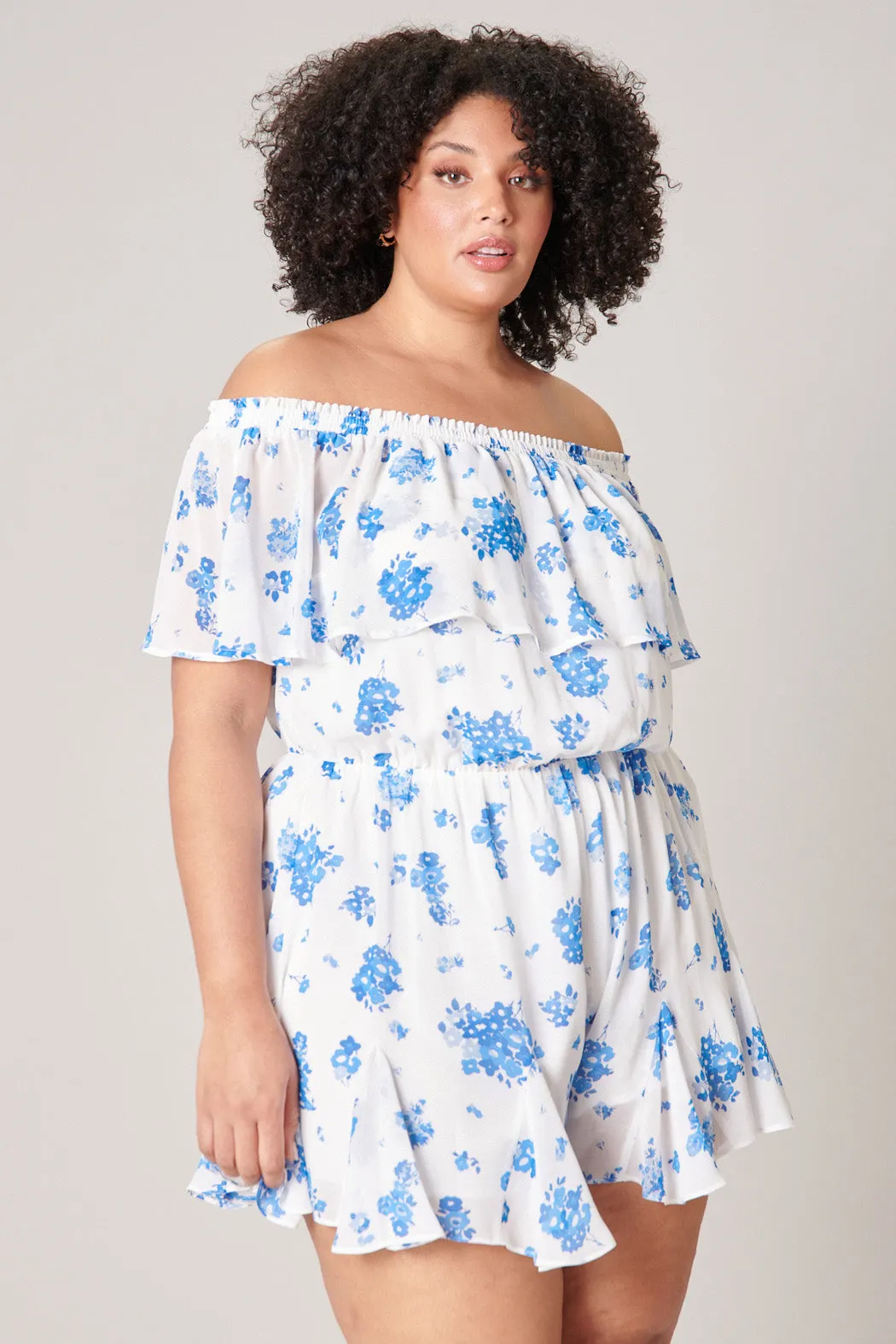 Fond of You Floral Off the Shoulder Besame Romper Curve