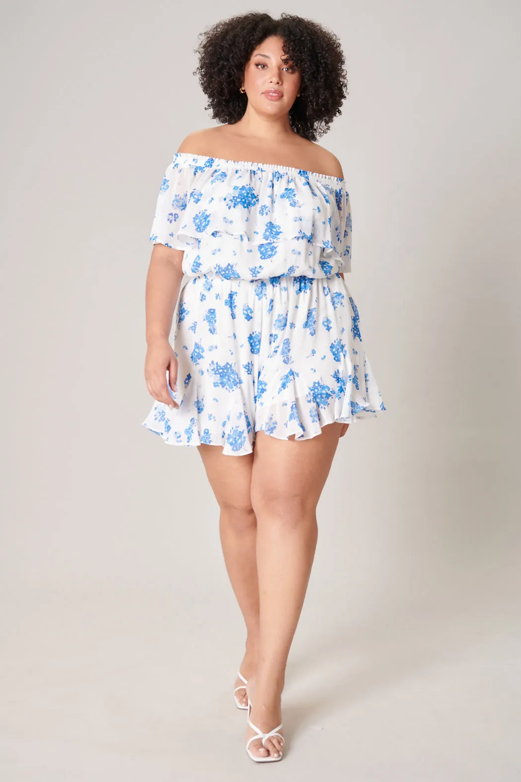 Fond of You Floral Off the Shoulder Besame Romper Curve