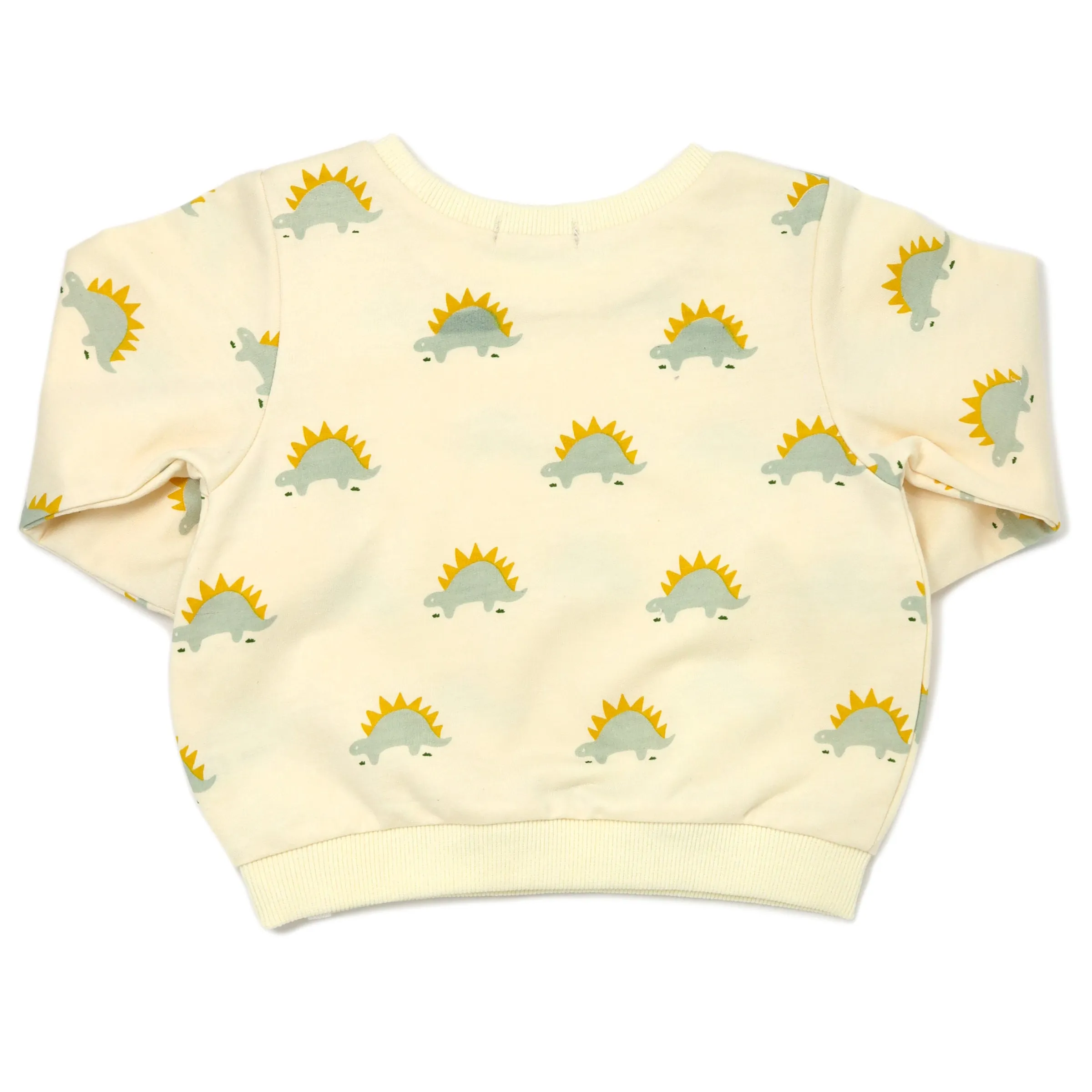 French Terry Brooklyn Boxy Sweatshirt Mist Stegosaurus Print Vanilla.