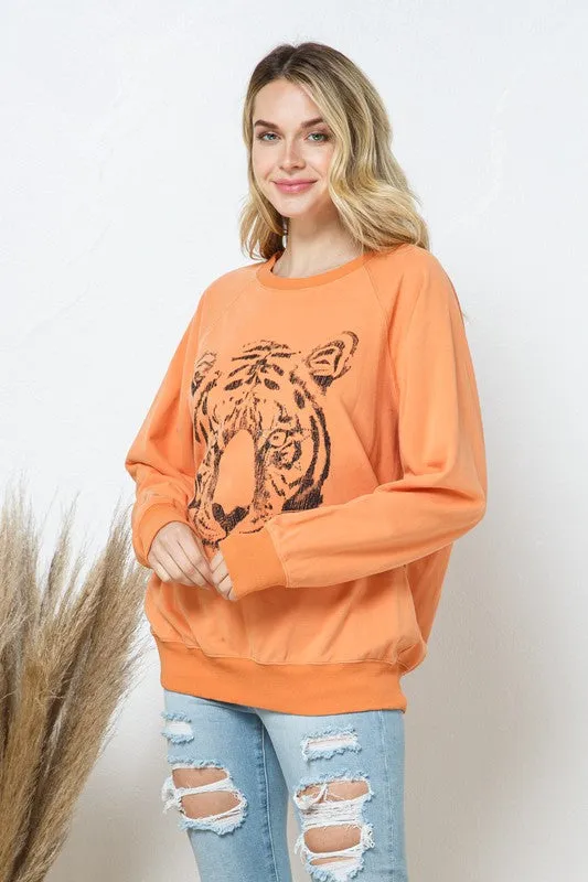 Tiger Studded Star Sweatshirt in French Terry