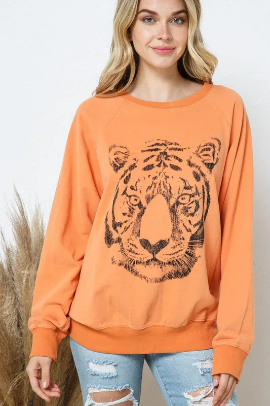 Tiger Studded Star Sweatshirt in French Terry