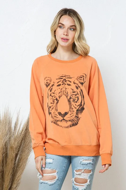 Tiger Studded Star Sweatshirt in French Terry