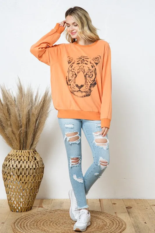 Tiger Studded Star Sweatshirt in French Terry