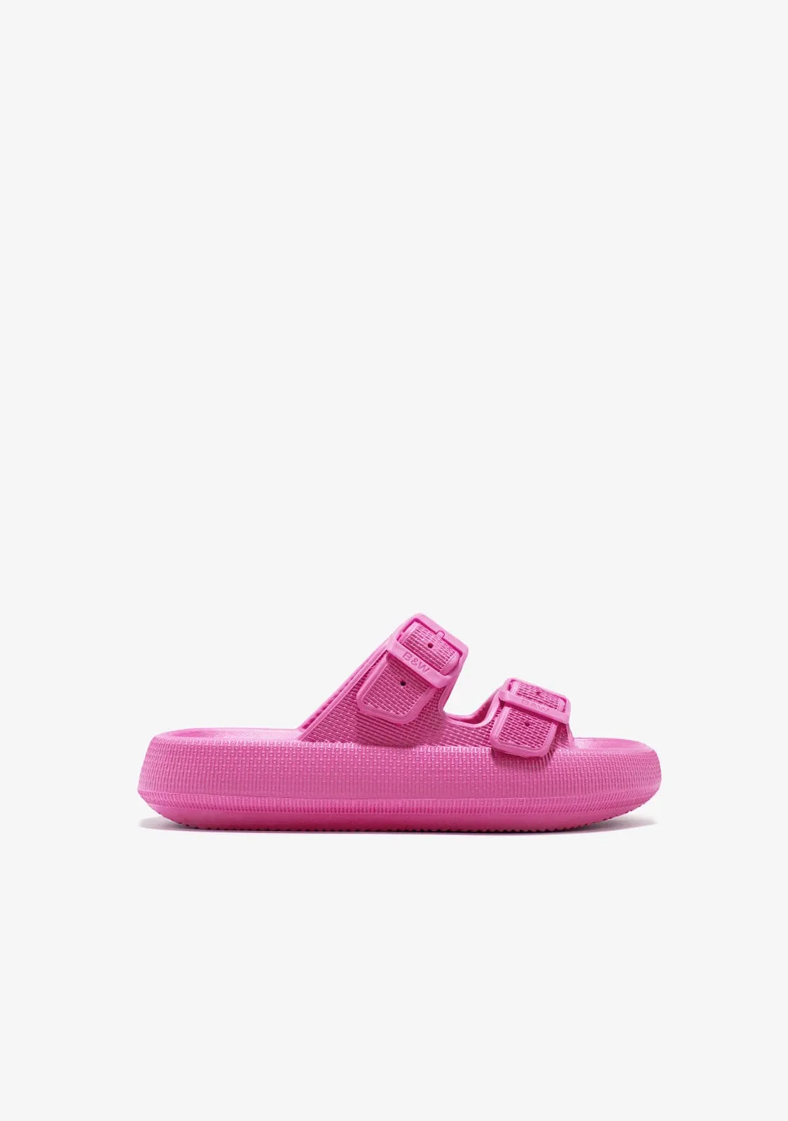 Fuchsia Double Buckle Slides