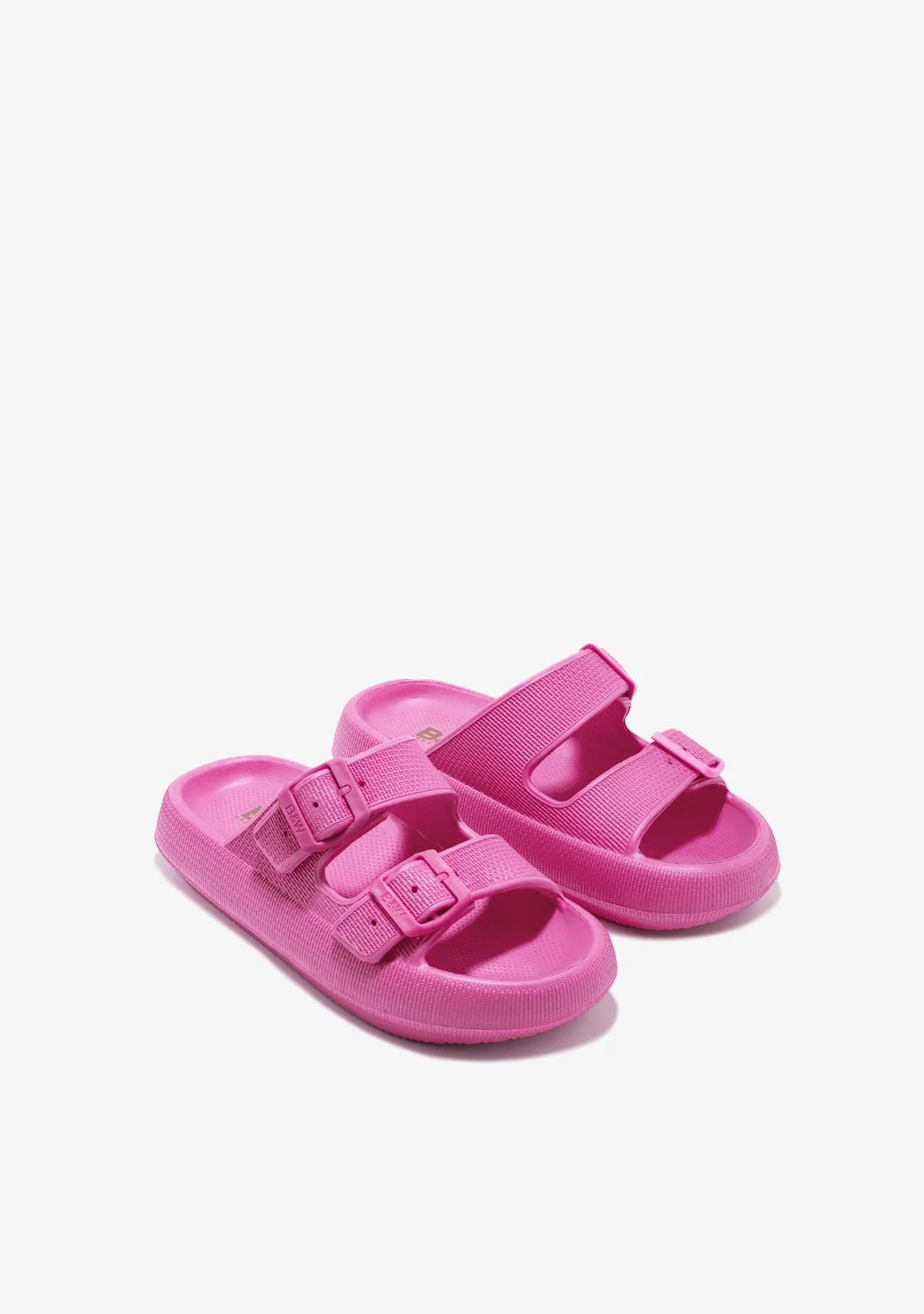 Fuchsia Double Buckle Slides