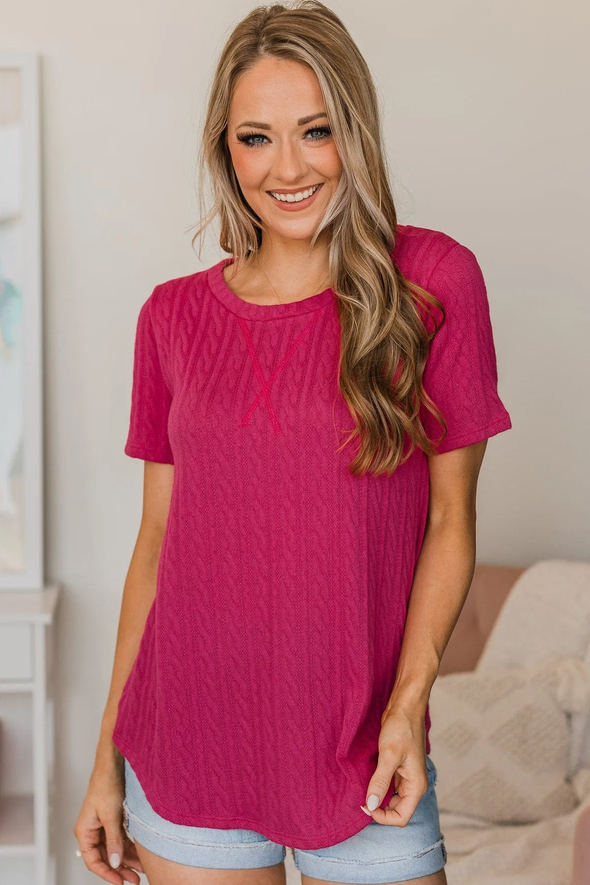 Fuchsia Knit Top for Going Steady