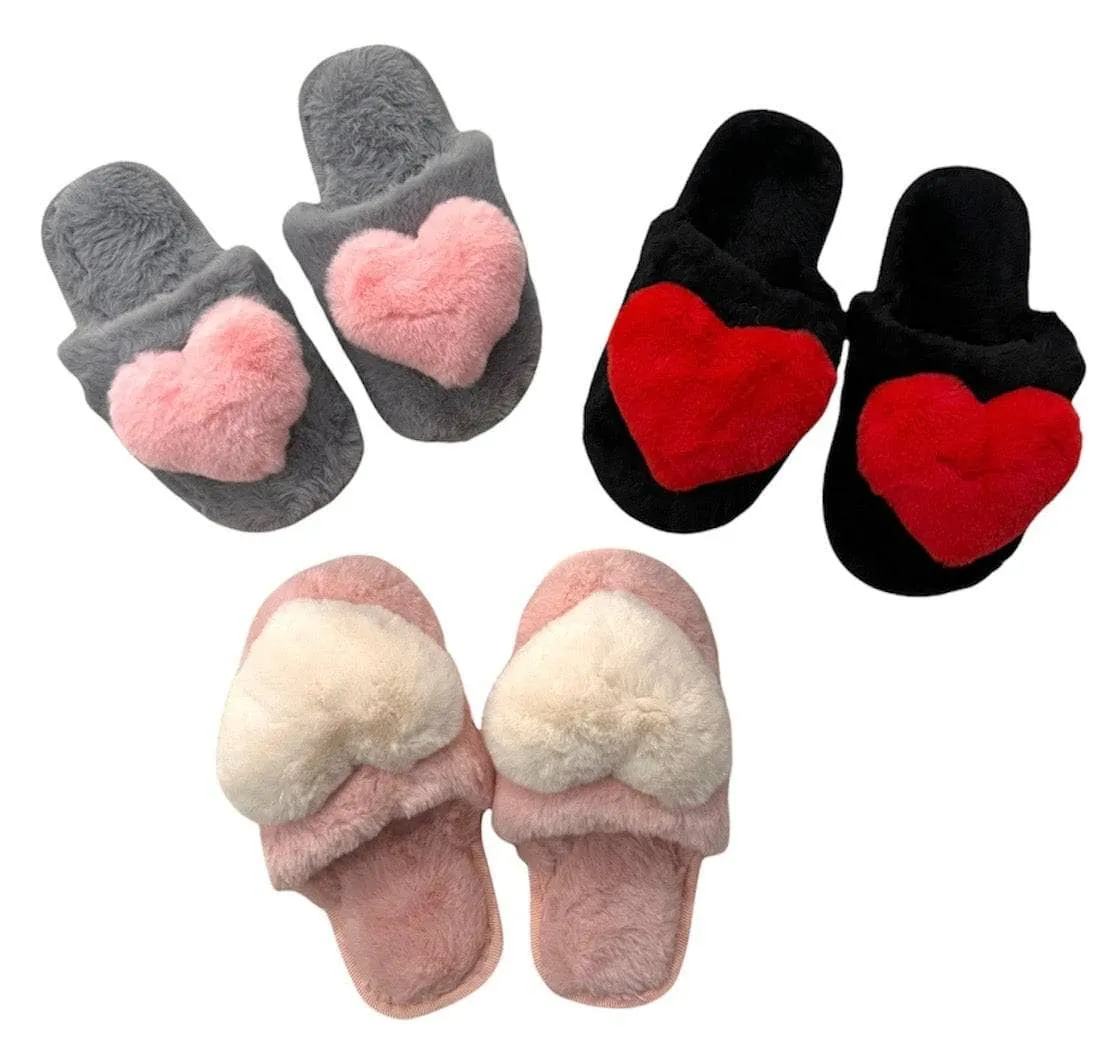 Heart Fuzzy Slippers