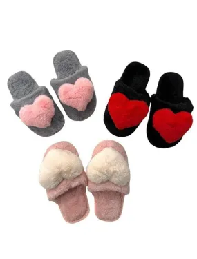 Heart Fuzzy Slippers