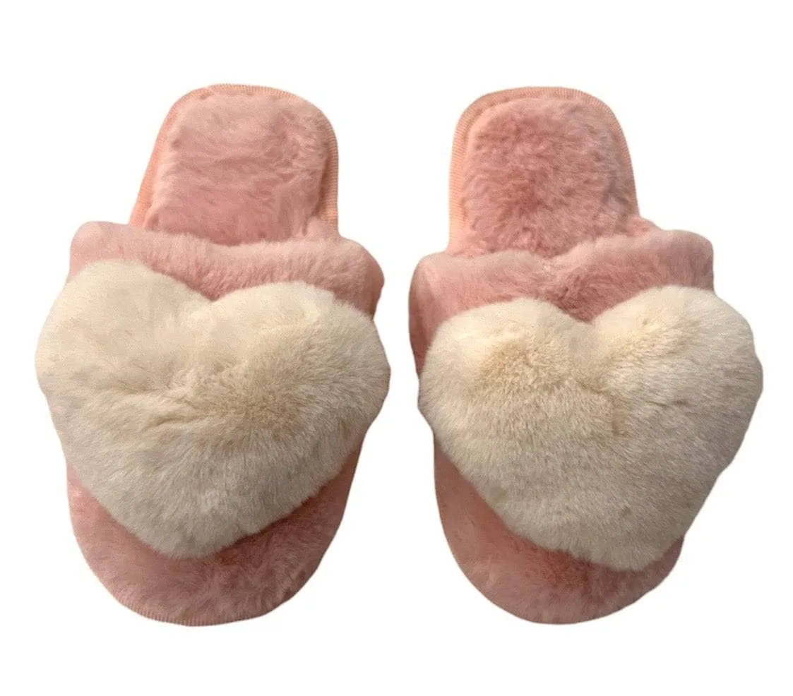 Heart Fuzzy Slippers