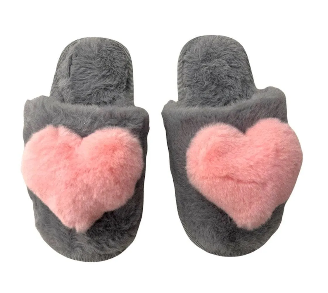 Heart Fuzzy Slippers