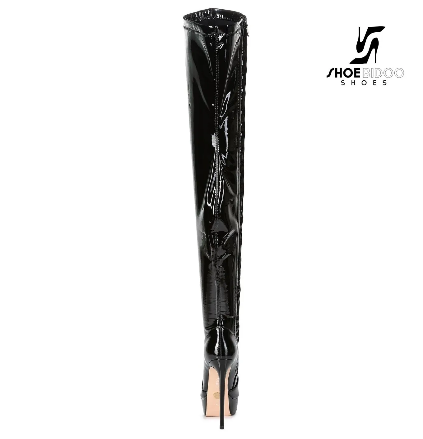 Giaro Giaro Platform knee boots SPIRE in black shiny with 14cm heels