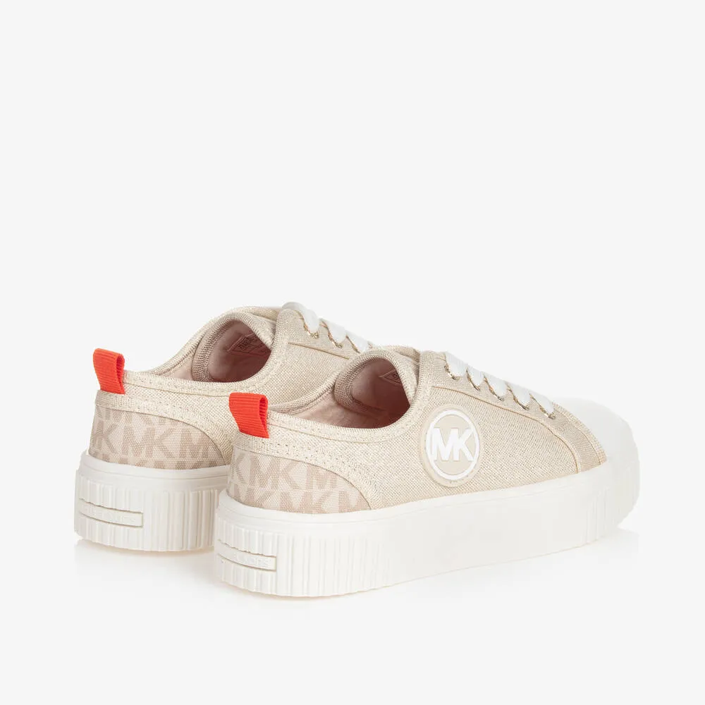 Girls Gold Canvas Trainers