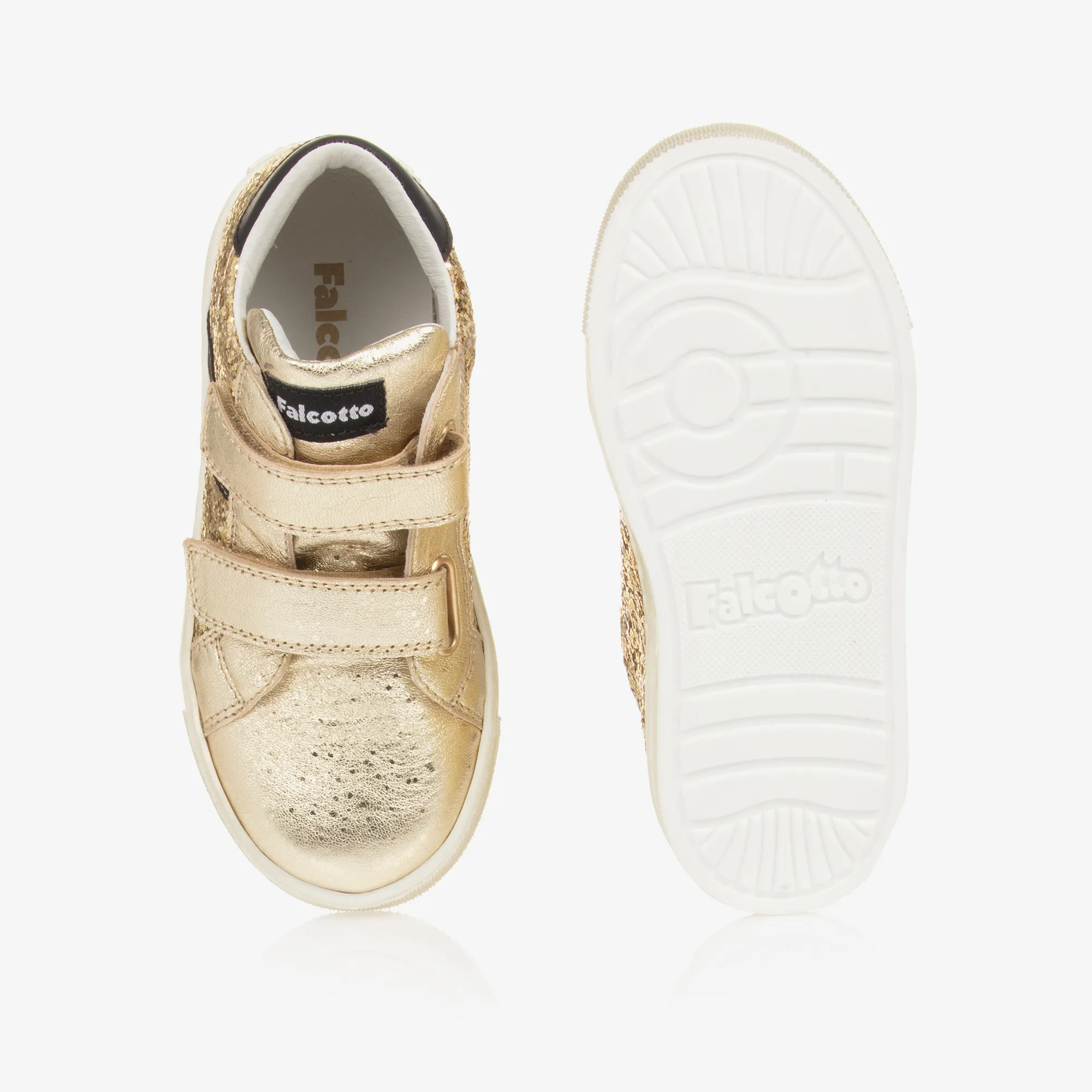 Girls Gold Glitter Leather Trainers