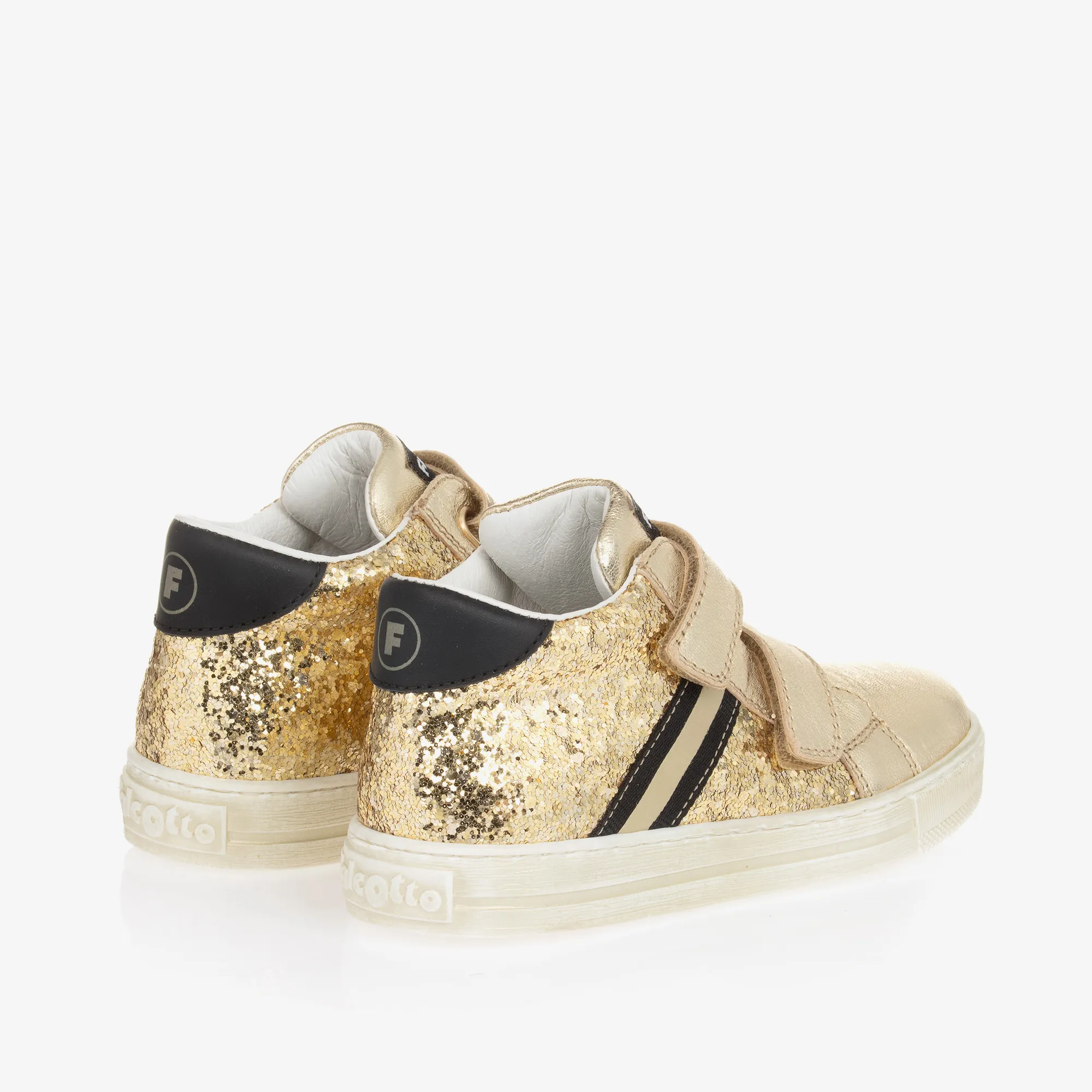 Girls Gold Glitter Leather Trainers