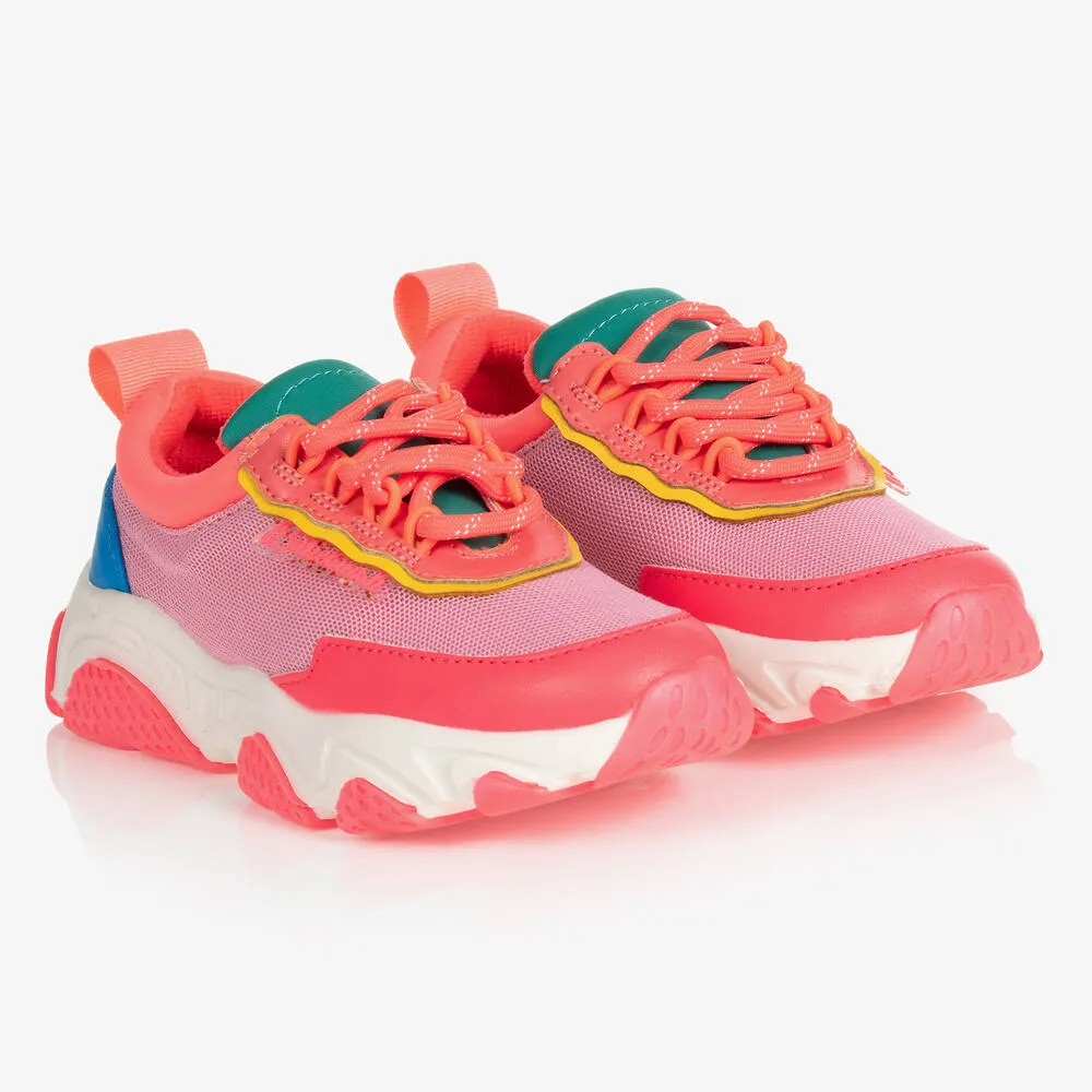 Girls Neon Pink Logo Trainers