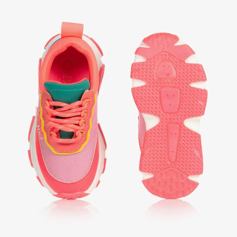 Girls Neon Pink Logo Trainers