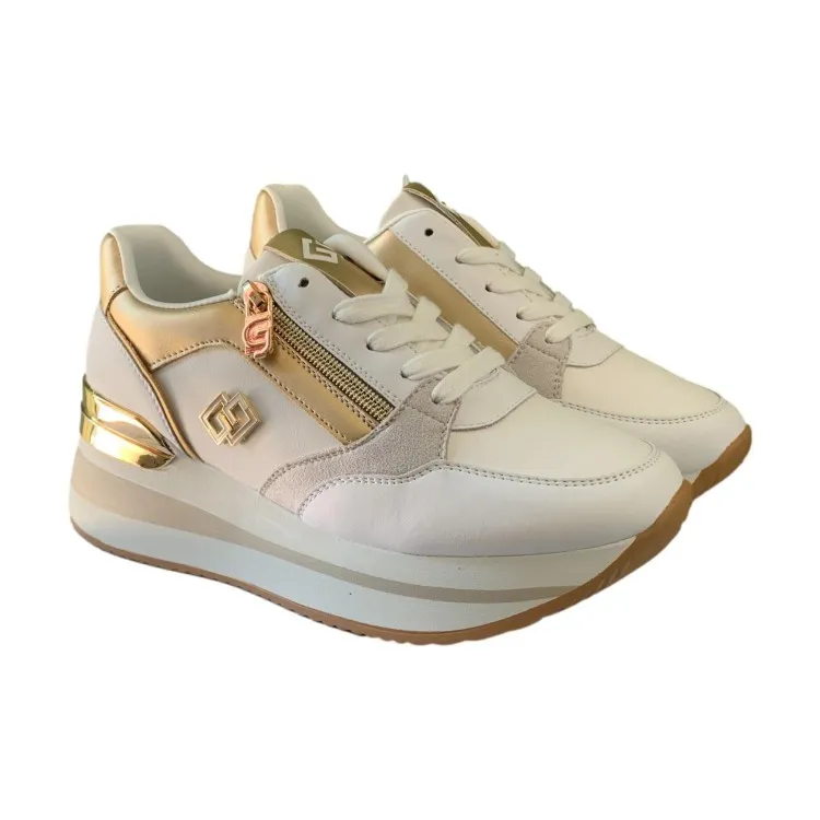 Gold & Gold GB836 White Women's Sneakers.