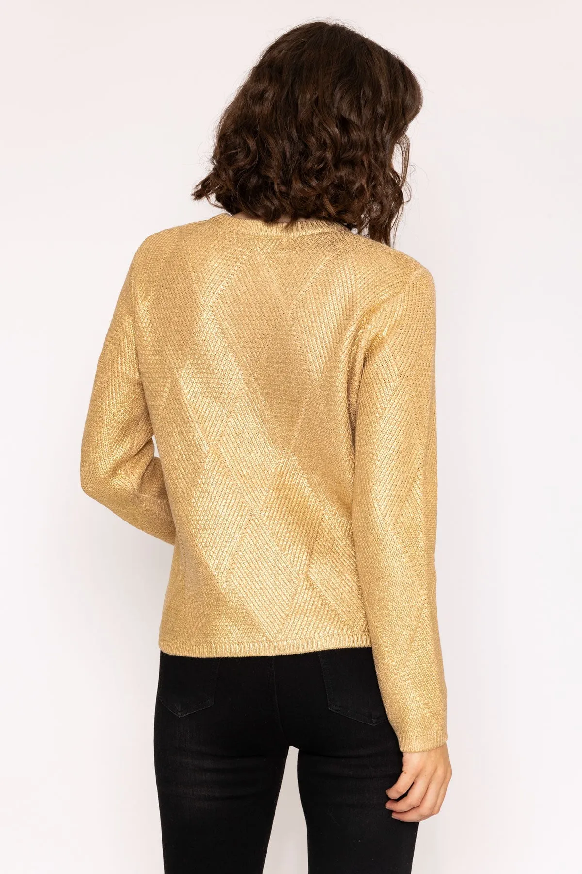 Gold Basket Stitch Knit Jumper