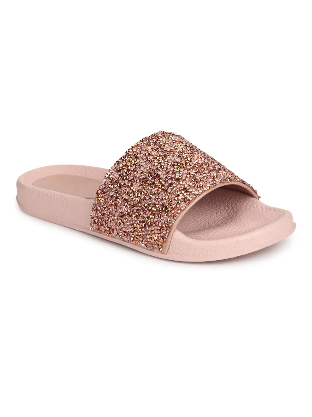 Gold PU Glitter Slides