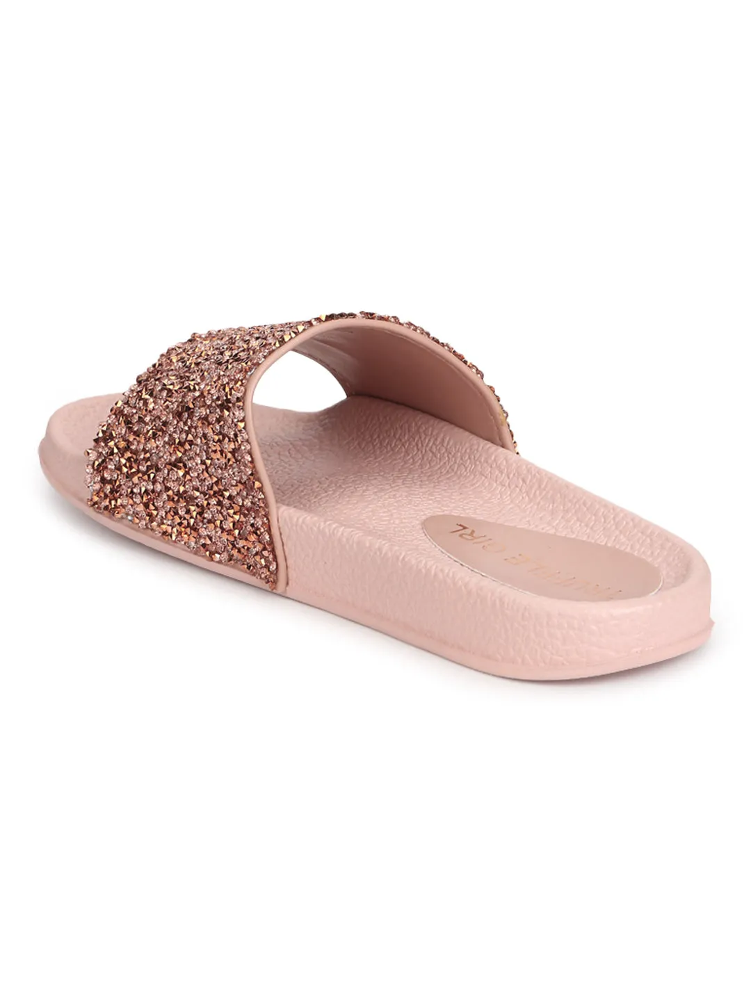 Gold PU Glitter Slides