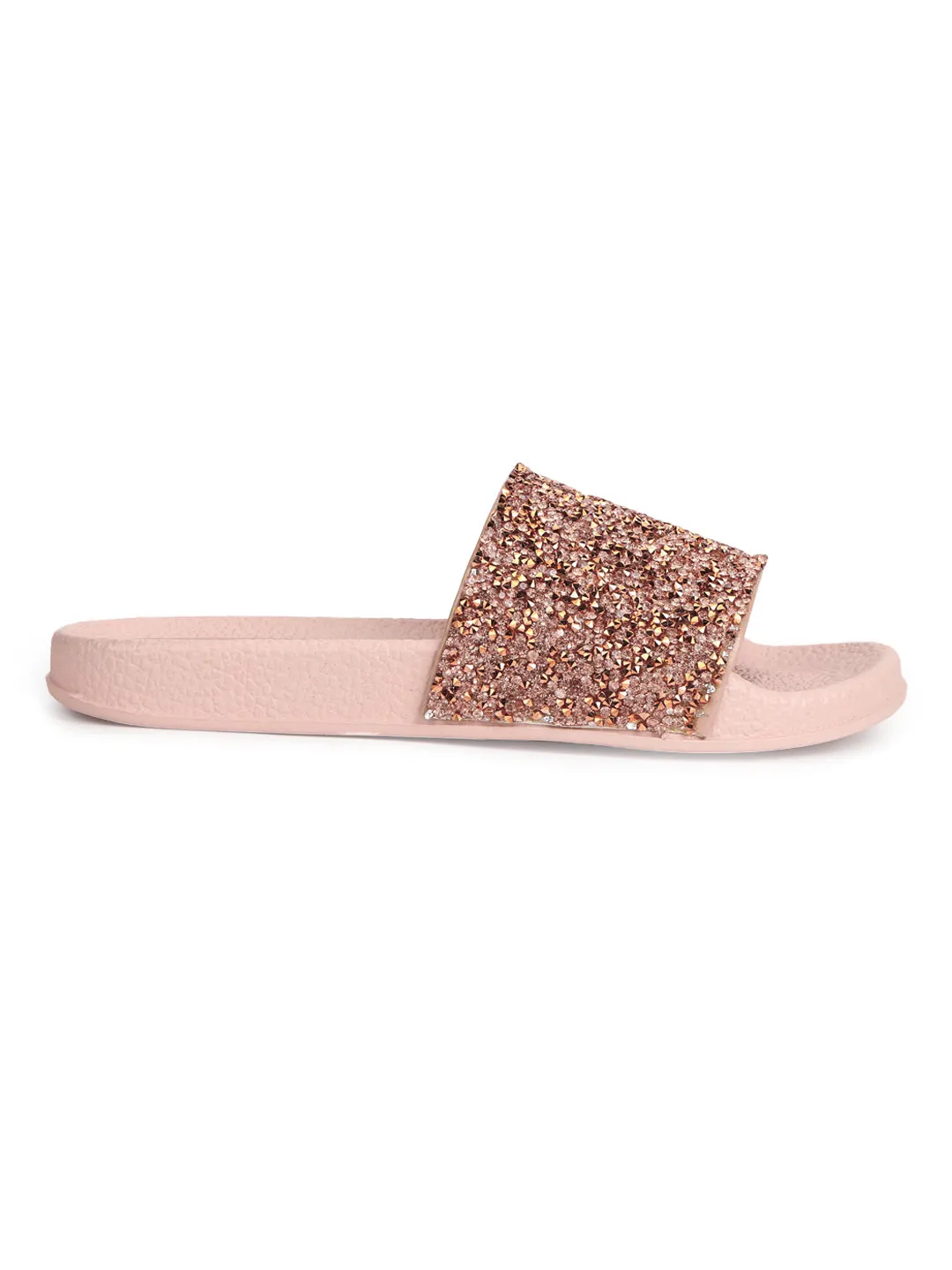 Gold PU Glitter Slides