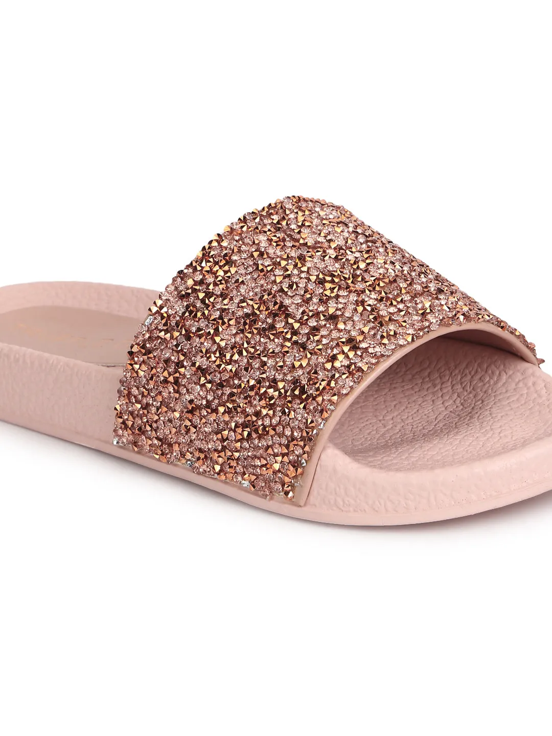 Gold PU Glitter Slides