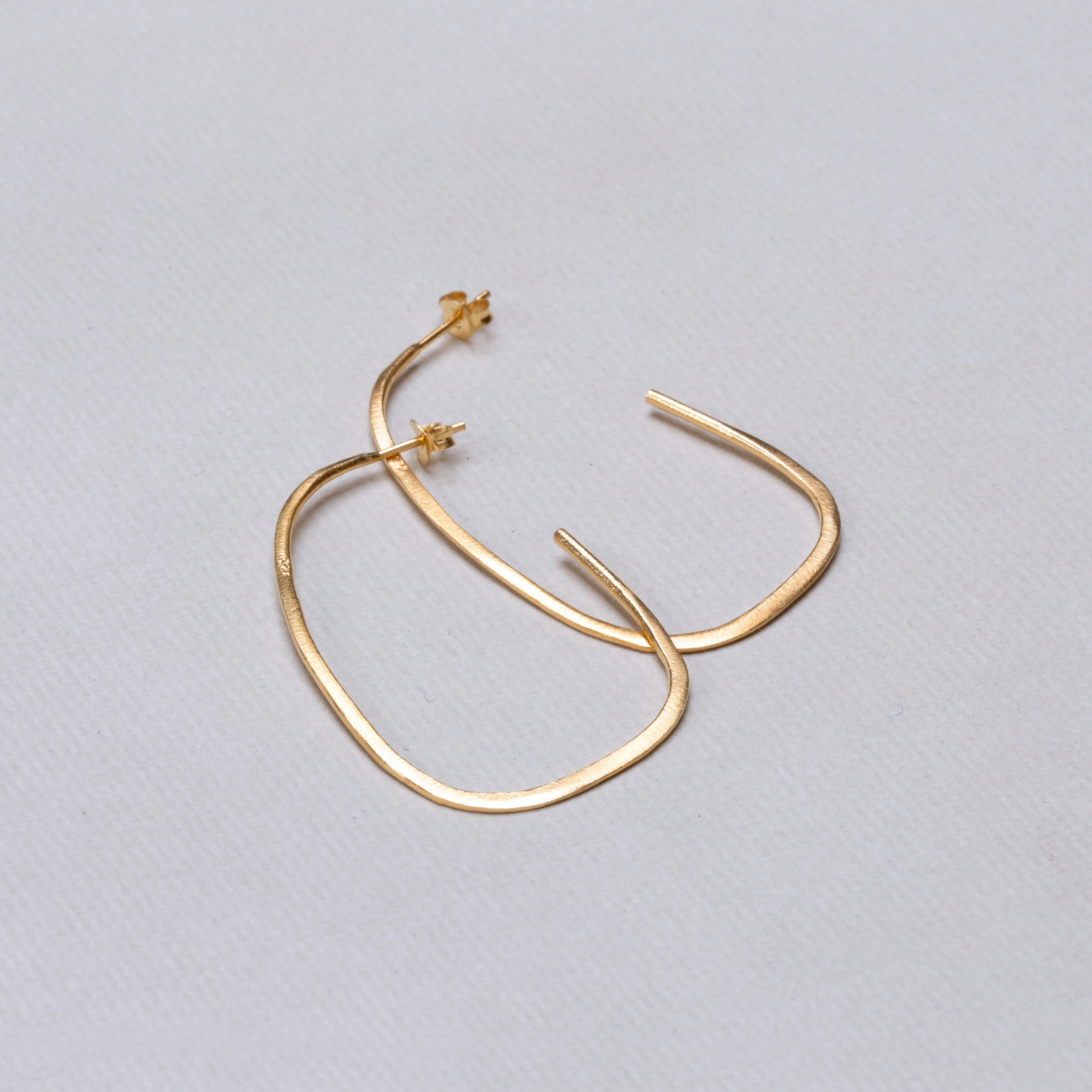 Gold Thin Flat Stud Earrings