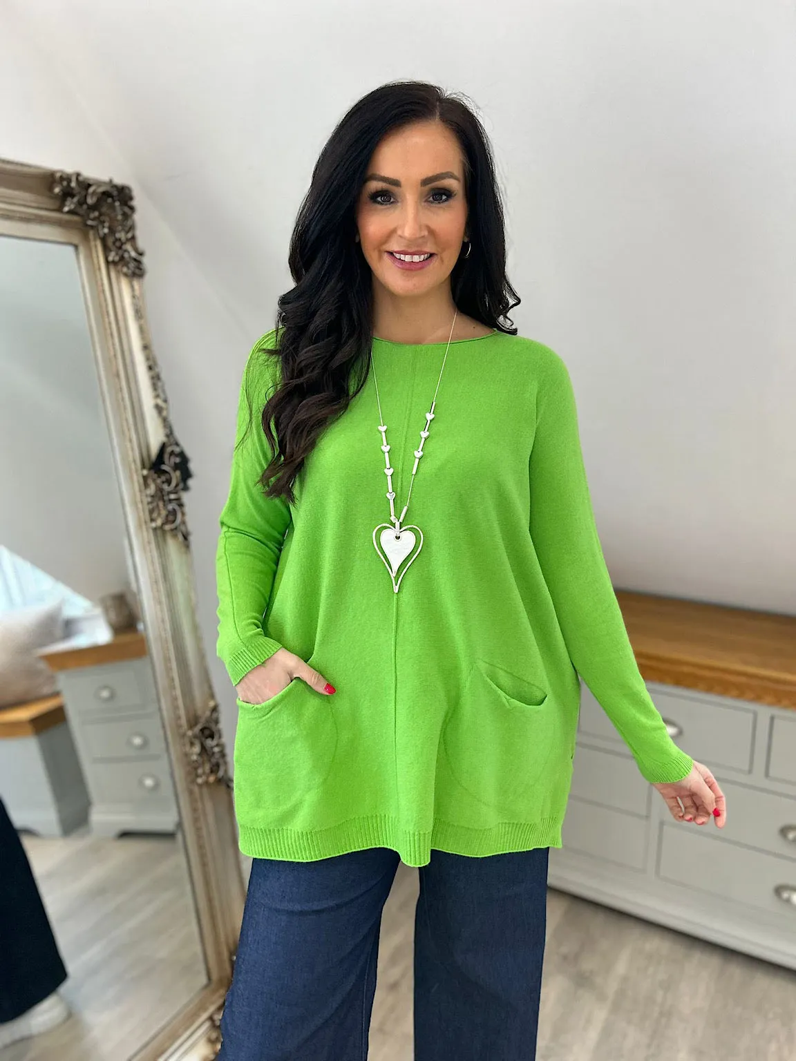 Green Double Pocket Knit Top Chloe