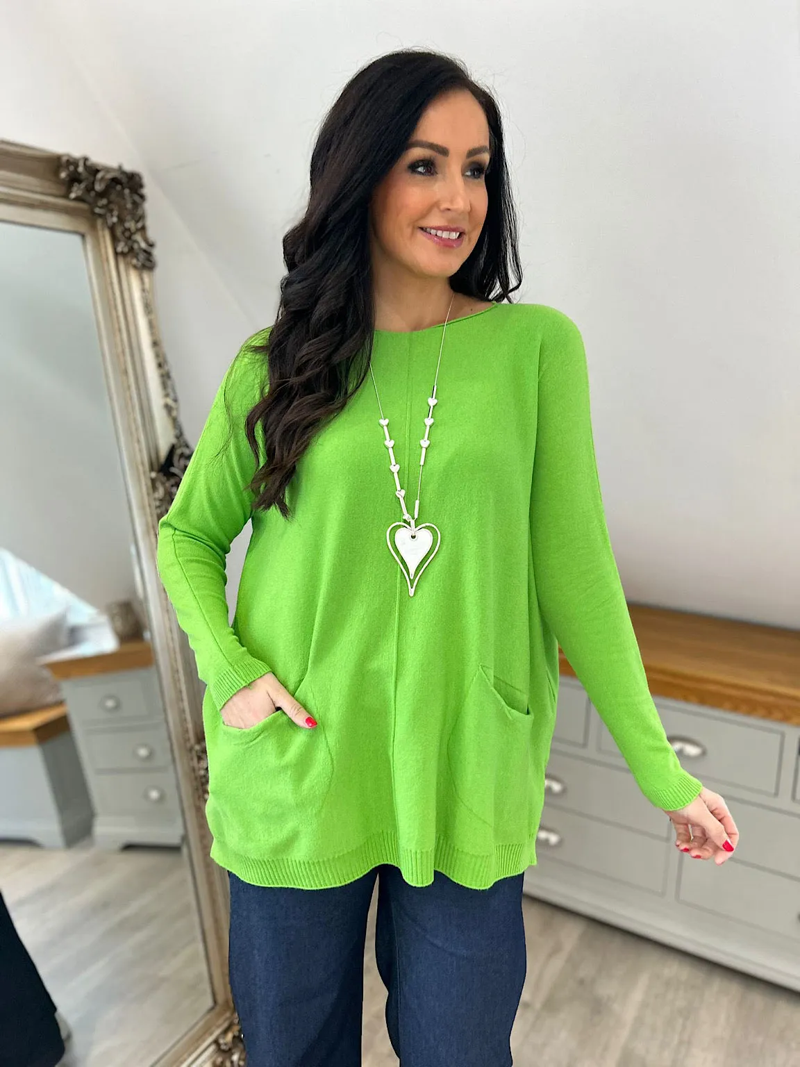 Green Double Pocket Knit Top Chloe