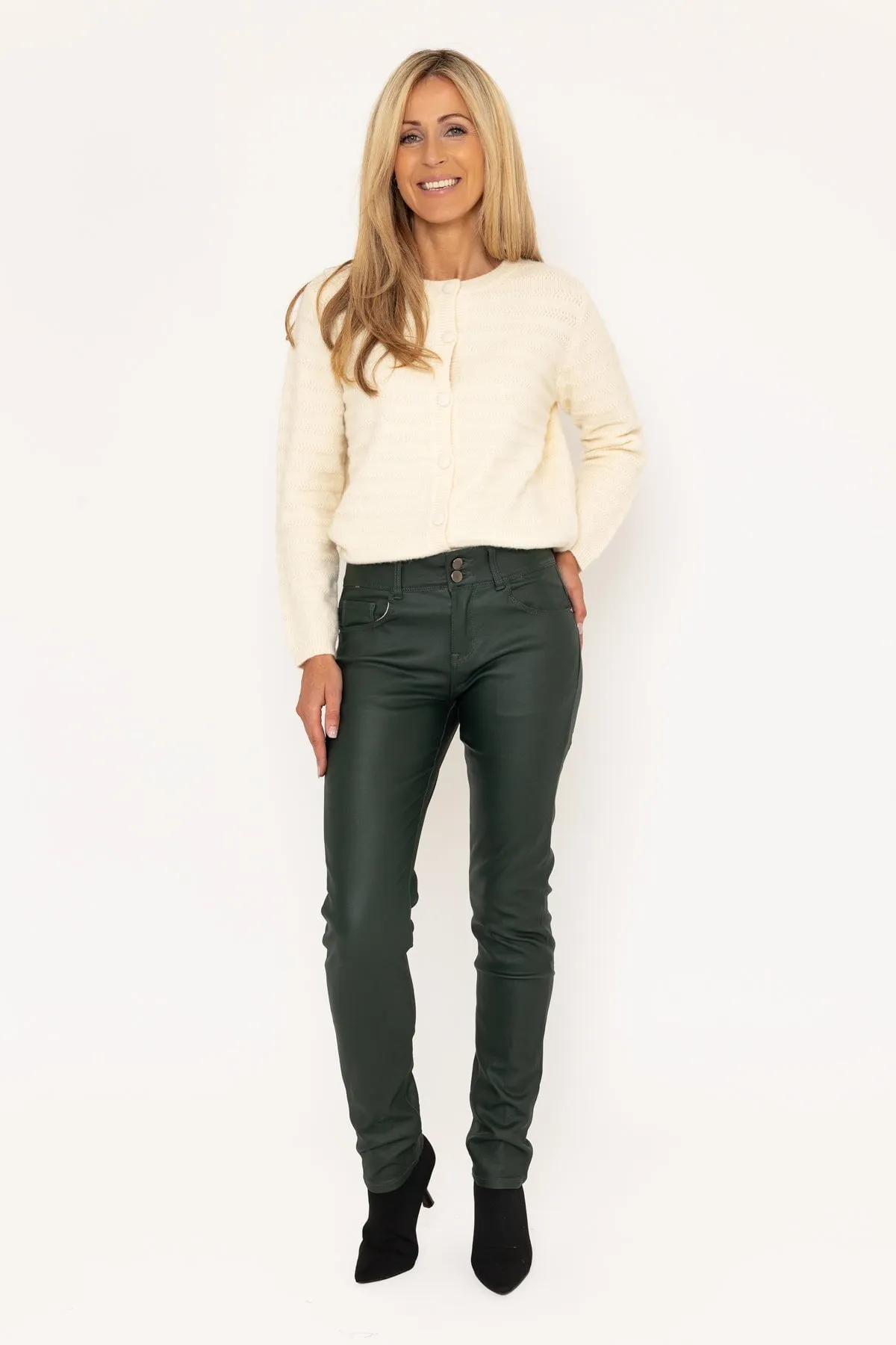 Green Faux Leather Skinny Jeans